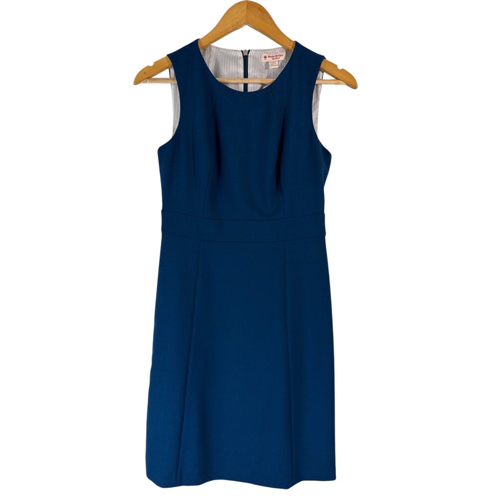 NWT Brooks Brothers Red Fleece Wool Blend Sheath Dress Size 4 Sleeveless Blue